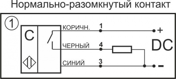Датчик бесконтактный ёмкостный ЕУ01-NO-PNP-G1/2(12X18H10T, Lкаб=5м)